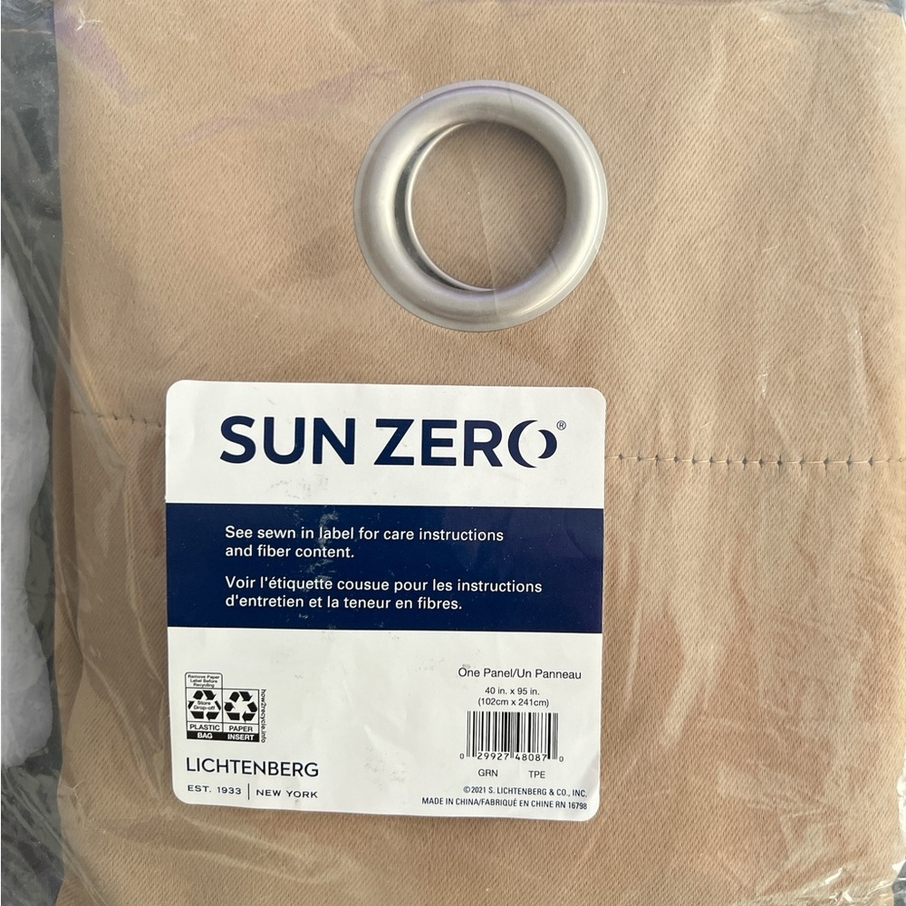 NIP Sun Zero Taupe Grommet Panel Curtain Sz 40” x 95”